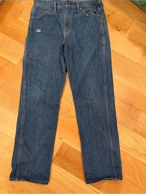 Seager Jeans Mens 34 Blue Autry Medium Wash Denim Straight Carpenter Workwear